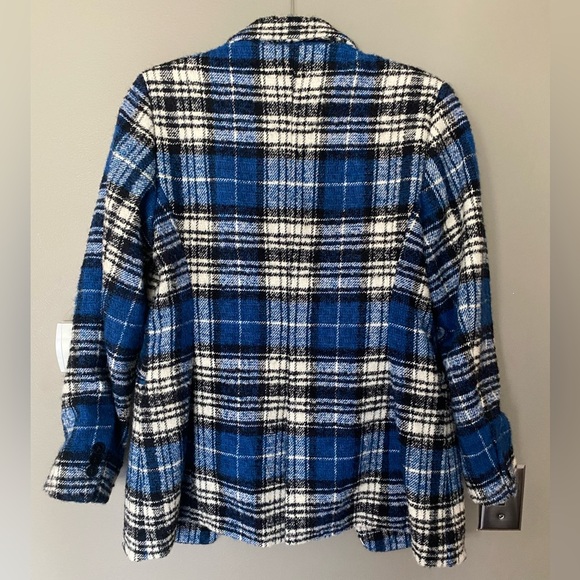 VILAGALLO Breco Wool Alpaca Blend Plaid Blazer Jacket With Silver Studs Size 44 - Picture 6 of 9